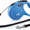 FLEXI New Classic Cord Retractable Dog Leash for Medium Dogs up to 44 lbs. 16 ft., Blue | Tangle-Free Pet Walking Leash with One-Handed Brake, Pause, Lock | German Quality Product