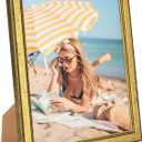Wood 10x11 Frame Gold, Ornate Natural Wooden 11x10in Picture Frames, Modern Golden 10 x 11inch Gallery Photo Pic Frame with HD Plexiglass, Horizontal Vertical Wall Mounting Tabletop Display 1Pcs
