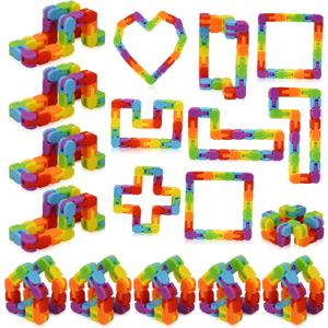 24 Pack Wacky Track Fidget Toys  Rainbow Snap and Click Twisty Toys for Kids, Birthday Party Favors, Goodie Bag Stuffers, Classroom Prizes