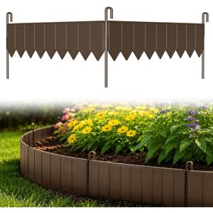 25 Panels Modular Metal Garden Edging 3.2in (H) x 33 ft (L)–Landscape Edging with 26 Stakes, Adjustable 0-270°for Curved Lawn & Flower Bed Borders, No Dig Metal Edging for Landscaping (Rust)