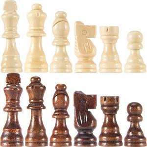 AMEROUS Wooden Chess Pieces Only, 32 Pieses / 3.05" King/Storage Bag/Gift Package, Standard Tournamen Staunton Wood Chessmen for Chessboard, Replacement of Missing Pieces