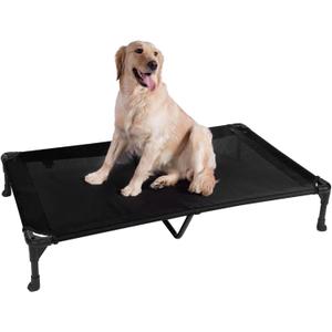 Veehoo Cooling Elevated Dog Bed, Portable Raised Pet Cot with Washable & Breathable Mesh, No-Slip Feet Durable Dog Cots Bed for Indoor & Outdoor Use, X Large, CWC1803-XL (Black)