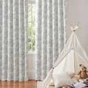 jinchan 95% Blackout Nursery Curtains 84 Inches Long, Bunny Woodland Toile Easter Decor Curtains Grey on Beige Animal Printed Drapes for Bedroom Spring Decoration Farmhouse Window Treatment 2 Panels