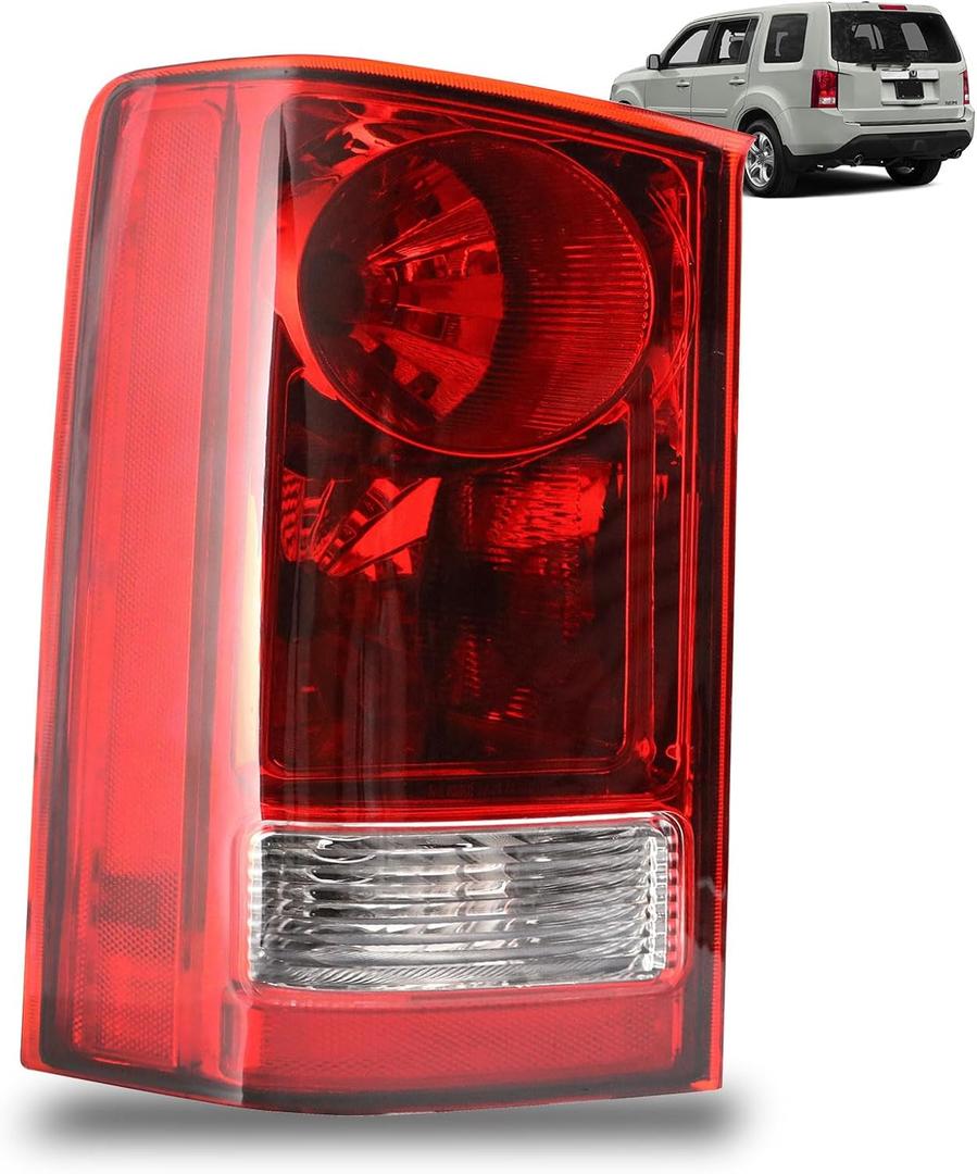 Tail Light Assembly Compatible With 2009-2015 Honda Pilot Rear Left Driver Side Taillight With Blubs and Wiring Harness Replace 33550SZAA01