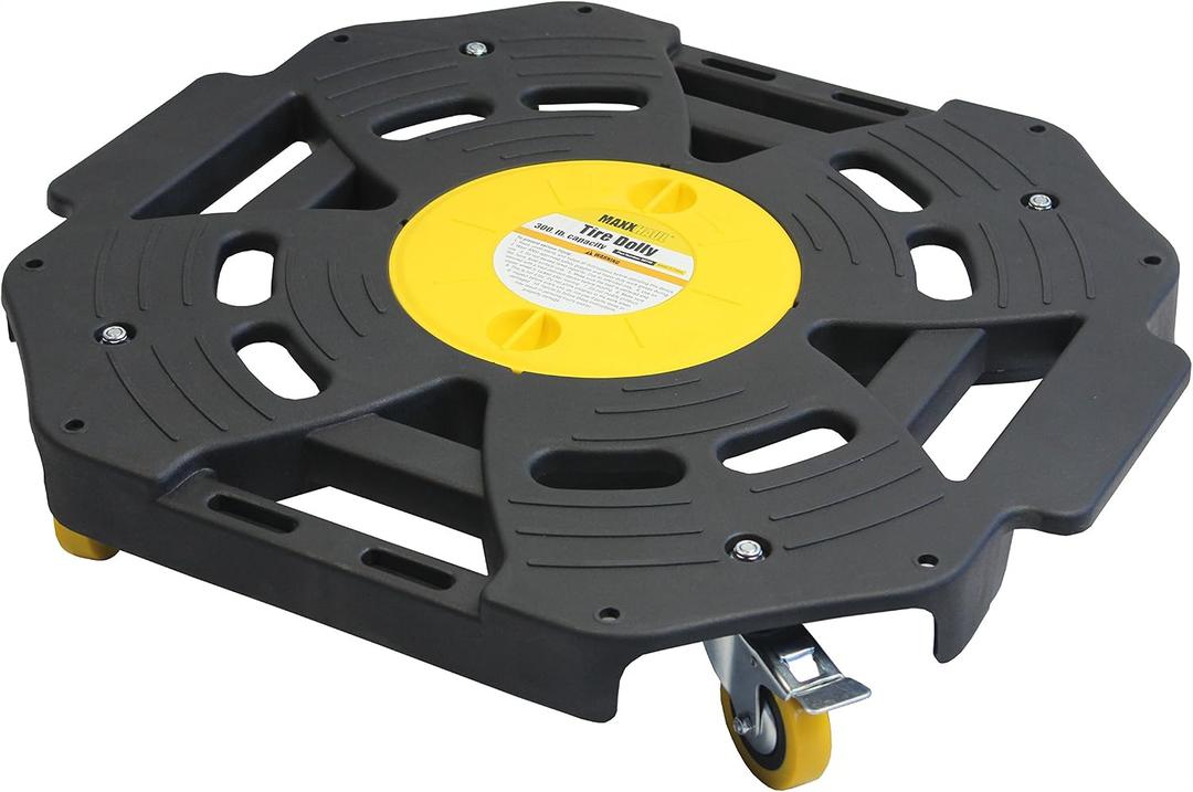 MaxxHaul Heavy Duty Tire Dolly 300 lb Capacity Rolling Wheel Dolly with 4 Swivel Casters Portable Tire Storage and Transport Mover for Garage Shop and Warehouse (80746)