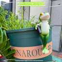 Tipsy Frog Pot Hugger, Frog Garden Decor Outdoor Statue, Resin Frog Figurines for Plant Decorations, Miniature Garden Frogs Gift for Nature Lovers (Brown)