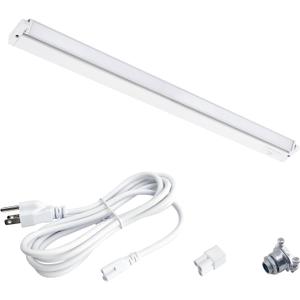 LUMILAND 24 Inch LED Under Cabinet Lighting with ETL Listed, Hardwired or Plug-in, 3 Color Levels Dimmable, Adjustable Lighting Direction, White