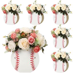 Cinnvoice 6 Pcs Wooden Centerpieces for Tables Baby Shower Decorations Tabletop Boxes Party Favor for Birthday Baby Shower Wedding Garden Tea Party(Baseball)
