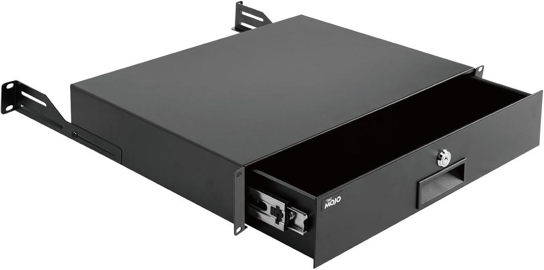 Tecmojo 2U Rack Drawer,Rack Mount Drawer for 19in Network Equipment/Server/AV Rack or Cabinet Enclosure,Sliding and Lockable Server Rack Drawer - Load-Bearing 44lb (20kg),with Cable Management Holes