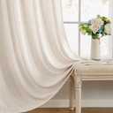 MIULEE Non-See-Through Privacy Linen Curtains 2 Panels, Light Filtering Window Curtains Farn House Textured Back Tab Semi Sheer Drapes for Bedroom Living Room, 52 x 96 Inches Long, Cream