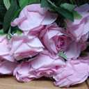 Laelfe 12 PCS Artificial Flowers Pink Roses Fake Silk Flowers Long Stem Artificial Roses for Home Wedding Decorations (Pink)