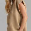 Saodimallsu Womens Cap Sleeve Sweater Top Summer Crew Neck Trendy Going Out Loose Knit Shirt (Brown)