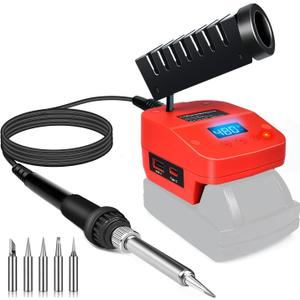 QSDXNYDC Cordless Soldering Iron Station Tool for Milwaukee M18 18V Battery,Portable Electric Fast Heating Up Soldering Iron with USB&Type C for M18 for DIY,Appliance Repair,Wire Welding(NO Battery)
