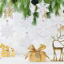 24PCS Wooden Snowflakes Ornaments, Decorative Hanging Ornaments, Snowflakes Ornaments for Winter Home Tree Garland Christmas Decoration Holiady Crafts (4 Styles)