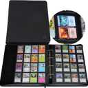 2000 Trading Card Binder, 16 Pocket D-Ring Card Binder Fit 2016 Cards - Large Card Collection Binder with Double-Sided Black Pages for TCG