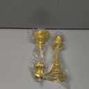 OwnMy Set of 2 Taper Candle Holders Vintage Metal Pillar Candlestick Holders 7.4, Elegant Brass Candle Stick Holders Decor Candelabra Set for Dining Table Centerpieces Wedding Home Decoration, Gold