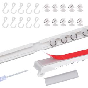 Self Adhesive Curtain Track, No Damage Curtain Track Hangers - Easy To Install Curtain Rails (16 FT)