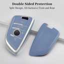 2 x Suitable for BMW Key Fob Cover, Soft TPU Full Protection Key Case for BMW X1 X2 X3 X5 X6 X7 and 2 5 6 7 Series Key Fob Holder, Silver Blue