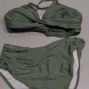 Edelqual Women's High Waisted Bikini Sets Two Piece Swimsuit Tummy Control Bathing Suit V Neck Swimwear 2025 Swim Suit (Medium, Light Army Green)