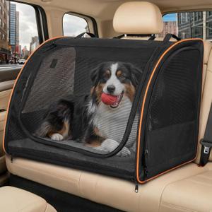 Dog Car Seat, Enclosed Carrier for Pets Travel Safety Dog Crate Soft-Sided Covered Car Kennel Carrier for Backseat for Medium Dogs