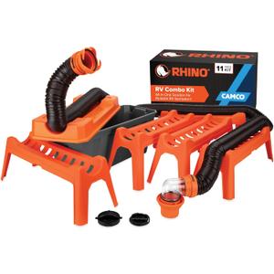 Camco Rhino Ultimate 20' RV Sewer Hose Kit All-in-One Sewer Hose Solution 11-Piece Combo Kit Includes Storage Box for Nesting Support & Camper Organization (43075)