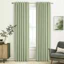 Full Blackout Sage Green Curtains 84 inches Long for Living Room, Black Out Linen Insulating Heat Light Blocking Curtains for Bedroom, 52x84 in Length, Sage Green