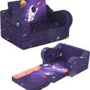 Astronaut Kids Sofa, 2-in-1 Kids Couch Fold Out, Convertible Sofa to Bed for Girls and Boys