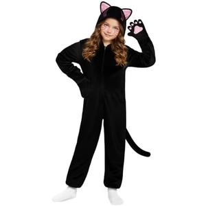 GKTZ Cat Costume for Girls - Halloween Costumes for Kids Black Cat Animal Onesie Costume M