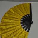 GeGeYa 13 Inch Large Folding Fan-Hand Fan Popping Fan for Line Dancing Clacking Fans for Boots On The Ground Dance,Party,Outdoor,Decoration (Golden Glitter) 3 Pack