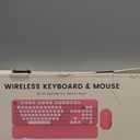Wireless Keyboard and Mouse Combo, Cute Hot Pink Full-Size Retro Typewriter Keyboard with Round Keycaps, Magnetic Wrist Rest, Tilt Legs, 2.4GHz Cordless for Mac, Windows PC, Laptop, SABLUTE CK23