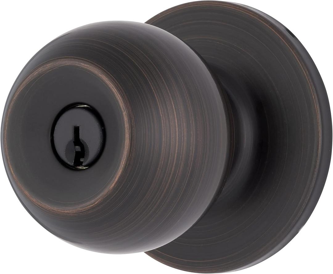 BRINKS Transitional Keyed Entry Door Knob - Tuscan Bronze Exterior Door Lock Set, Seamlessly Blends with Interior Dcor, 1 Pack