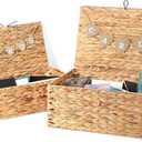 Geelin 2 Set 2 Size Rustic Wedding Card Basket Set Water Hyacinth Decorative Wicker Basket Boxes with Letter Flag Suitable For Baby Shower Birthday Party Graduation Ceremonies Bridal Supplies