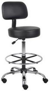 CaressoftPlus Drafting Stool with Back Cushion - Black