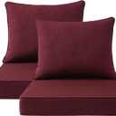 Unimatta Sunbrella Outdoor Patio Chair Cushions Set, 24" x 24", Set of 2, Water-Repellent, Fade Resistant, Deep Seat Cushion for Backyard, Couch, Sofa and Patio Furniture, Spectrum Ruby
