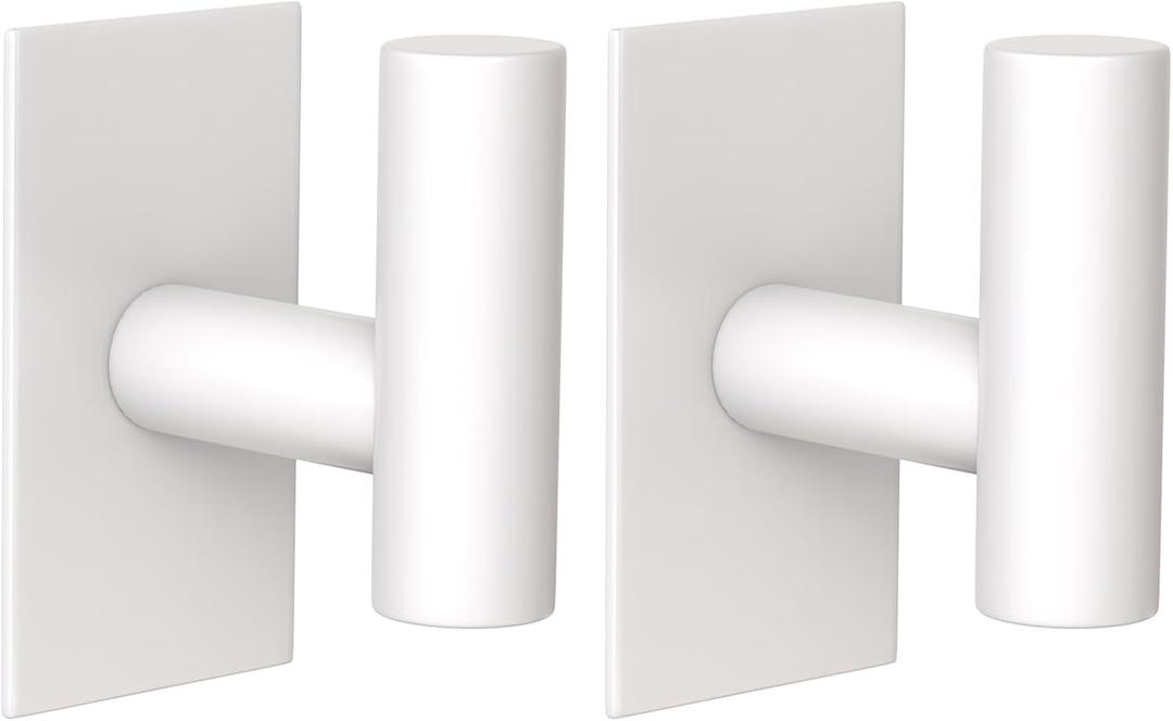 VAEHOLD Wall Towel Hooks, Heavy Duty Sticky Holder Waterproof Towel Hooks for Hanging Coat, Clothes, Closet Hook Wall Mount for Kitchen (White, 2 Pack)