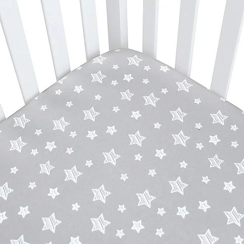 Pack and Play Sheets, 2 Pack Mini Crib Sheets, Stretchy Playard Fitted Sheet, Compatible with Graco Pack n Play, Soft and Breathable Material, Grey & Navy 