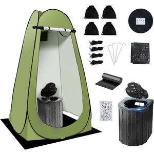 Camping Toilet Kit with Pop Up Privacy Tent, X Large Portable Folding Toilet Potty for Adults, Outdoor Camp Shower Tents,Changing Room with Carry Bag