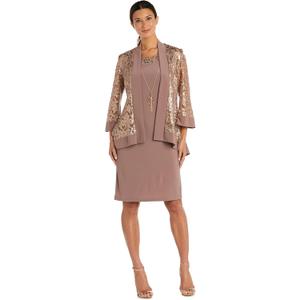 R&M Richards Womens Formal Sequined Jacket Dress (18)