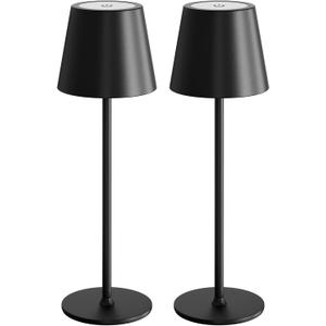 uuffoo 2 Pack Cordless Table Lamp Rechargeable Battery Operated Lights Touch Control LED Portable Desk Lamps 3 Color Stepless Dimming for Outdoor Coffee Bedroom Kitchen (Black)