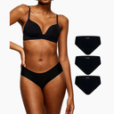 LEAKPROOF2.0 Seamless Bikini Period Underwear for Women | Period Panties Holds 6 Tampons | Mild Incontinence Leak Proof Underwear (S/M, 3-Black)
