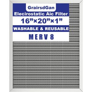 16x20x1 in. MERV 8 Reusable Washable HVAC Furnace Air Filter
