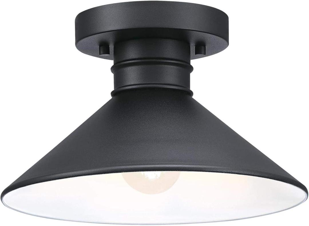 Westinghouse 6112900 Watts Creek 11 Inch Rustic/Arts & Crafts One-Light Outdoor Semi Flush Mount Ceiling Light, Dark Sky Friendly, Textured Black Finish