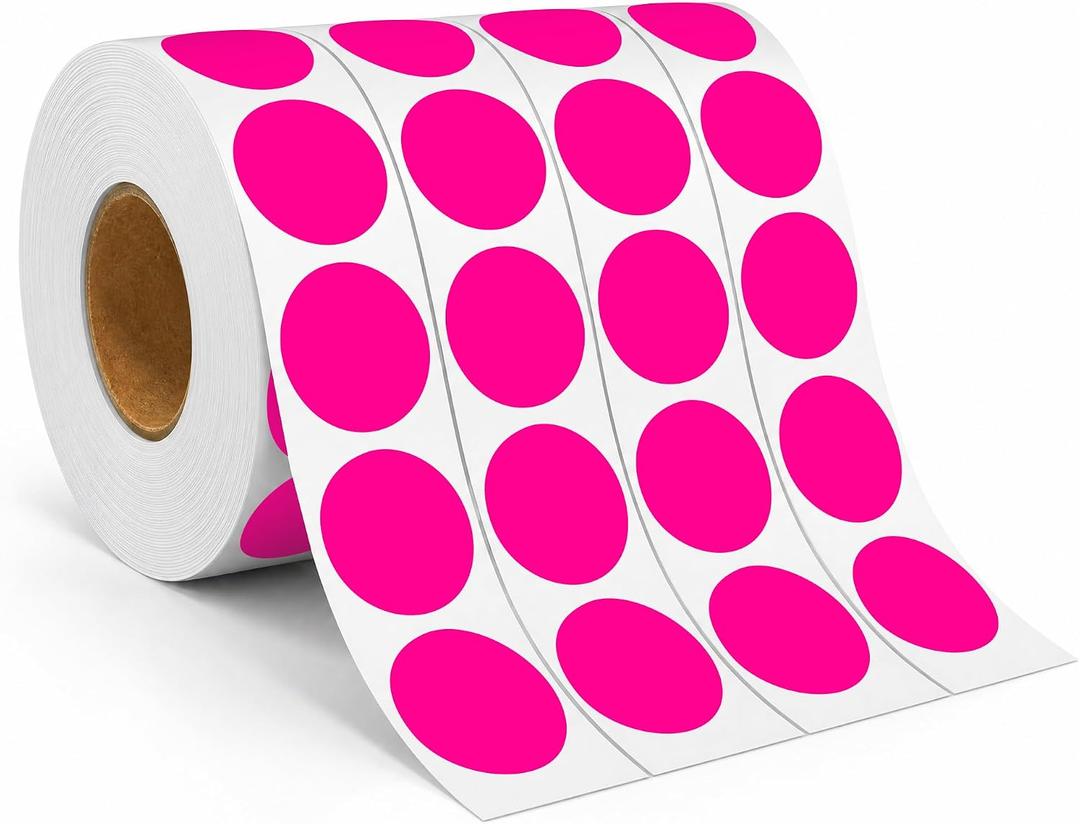 1 Inch Round Sticker Dot Stickers, with 4000 Fluorescent Green Dots, 4 Rolls-4000PCS