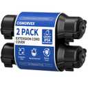 2 Pack Outdoor Extension Cord Safety Cover with Waterproof Seal IP54 Water-Resistant, Weatherproof Electrical Connection Box with 2 Latches, Plug, Socket, Holiday Decoration Light, Black