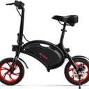 Jetson Bolt Electric Bike, Foot Pegs, Easy-Folding, Built-In Carrying Handle, Twist Throttle, Cruise Control, Up To 15.5 MPH, Range Up To 15 Miles, Ages 13+, Black, JBOLT-BLK, 12 Inch
