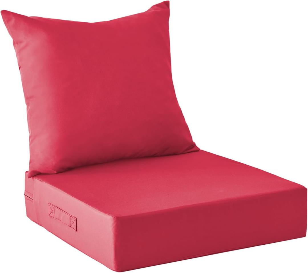 IPYNBAP Outdoor Cushions for Patio Furniture,Outdoor Seat Cushion Set 24 x 24 x 5.75 Inch,Waterproof & Fade Resistant Outdoor Chair Cushions,Deep Patio Chair Cushion with Removable Cover,Burgundy