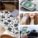 Magnetic for iPhone 16 Case [Compatible with MagSafe][with Screen + Camera Protector] Clear Rose Floral Flower Pattern Design, Slim Shockproof Phone Cover for Women Girls