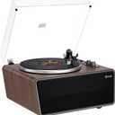 All in One Vinyl Record Player,Bluetooth Turntable Built in 4 Stereo Speakers Phono Preamp,High Fidelity Turntables for Vinyl Records with Magnetic Cartridge AT-3600L,2-Speed,33/45RPM,USB PC Recording