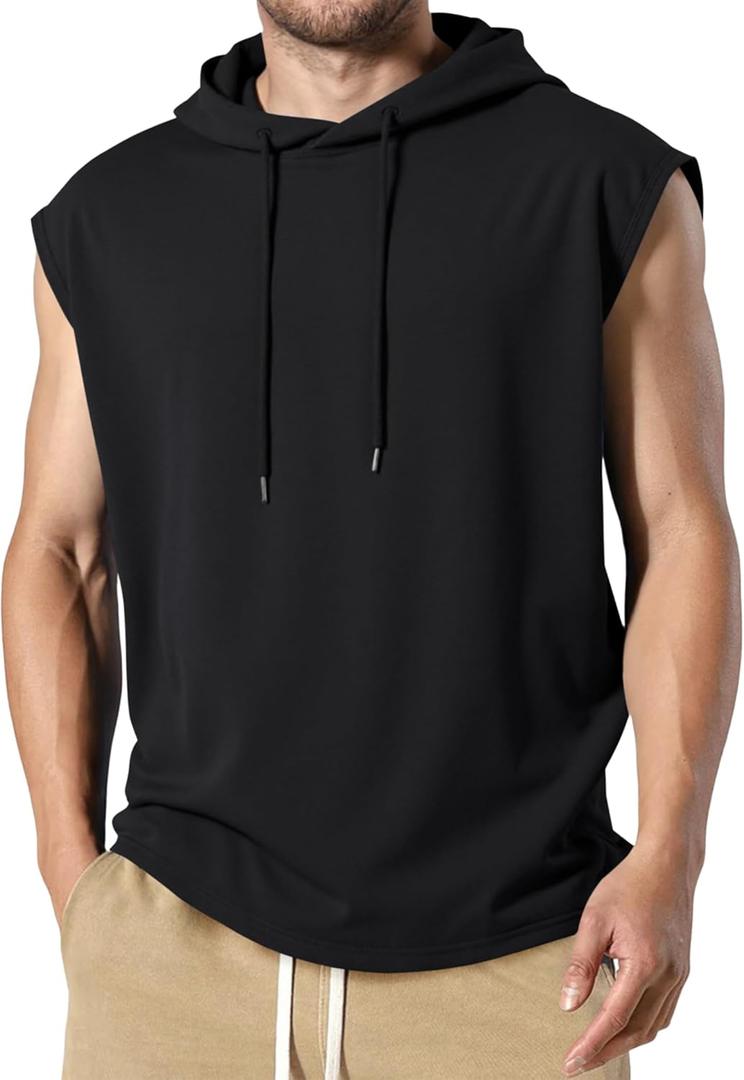 JMIERR Men's Drawstring Hooded Shirts - Casual Loose Fit Cotton Hoodies Tee Shirt for Daily Wear (X-Large, Black)