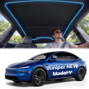 Nmoiss OEM Tesla Model Y Juniper Roof Sunshade [Never Sag Ice Crystal Cooling] No Gap Glass Sunroof Sun Shade, Original Car Style UV Protection Tesla Accessories Black